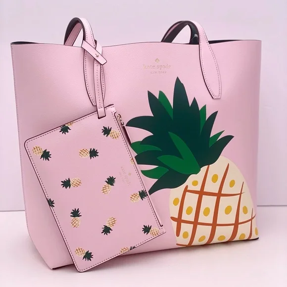 Kate Spade Colada Pineapple Graphic Large Tote Bag Pink Multi NWT - Picture 8 of 13